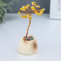 Сувенир "Котик-кружка и жёлтое дерево" 12 камней 3,5х4,7х7,5 см