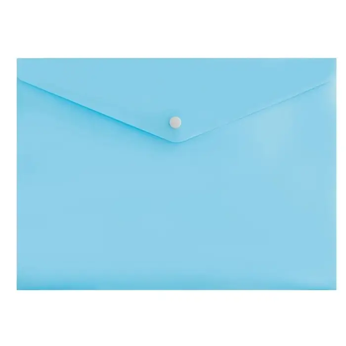 Папка-конверт на кнопке А4, 180 мкм, Calligrata Pastel, полупрозрачная, бледно-васильковый