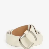 Ремень женский, 110&times;2.7 см, пряжка-затяжка металл, серебристая, белый