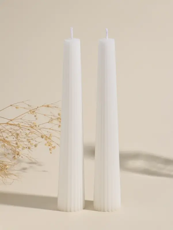 Набор свечей, 3.5х23 см, 2 шт "Башня" белый 4х9,5х25 см