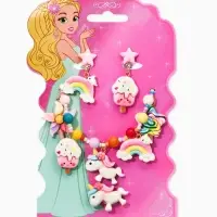 Набор детских украшений &laquo;Выбражулька. Единорог&raquo;, сладости, 3 предмета: клипсы, кольцо, бусы