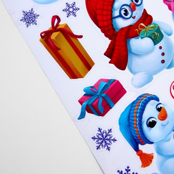 Наклейки новогодние, интерьерные  «Снеговички», 29.7 х 42 см, Новый год