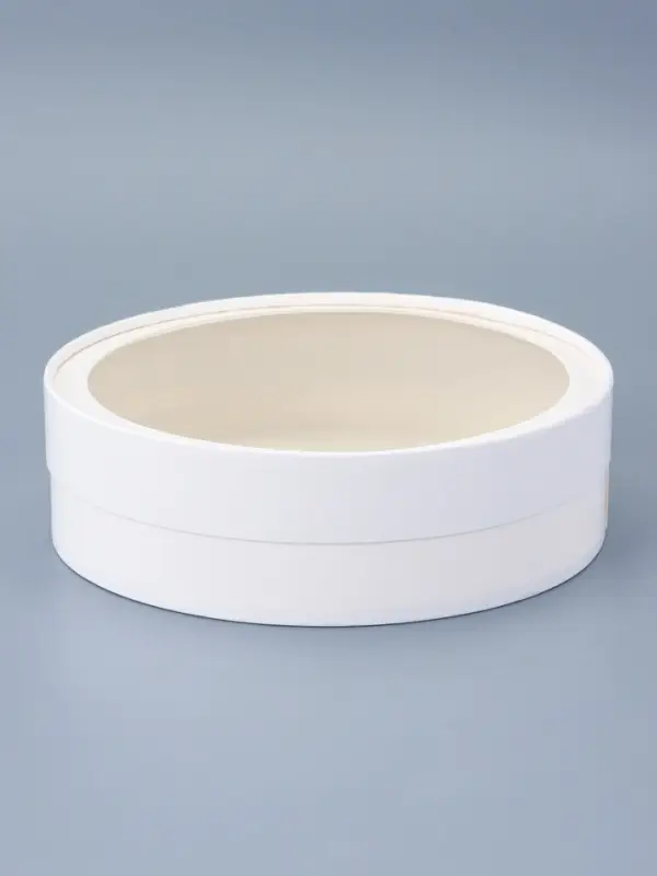 Коробка подарочная круглая с окном, завальцованная, белая, 20&times;6 см