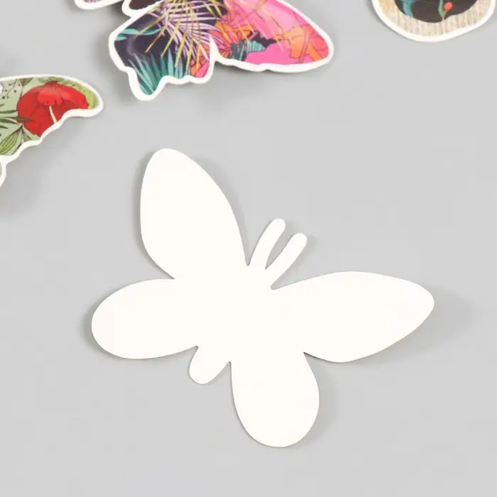 Бабочки картон "Цветочные" набор 12 шт h=4-10 см