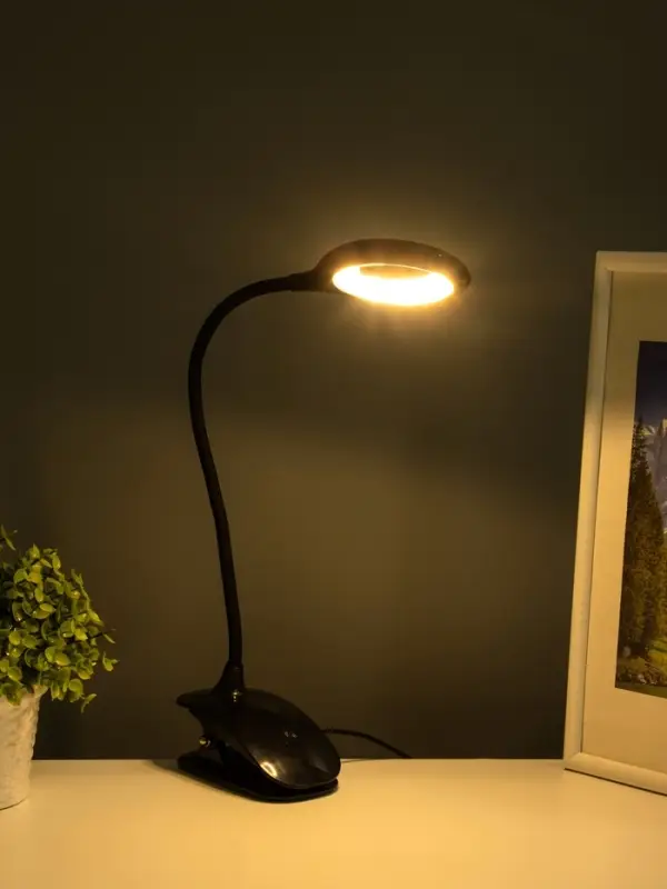 Светодиодный настольный светильник, 5Вт, 3000-6000К, 350 Лм, 13,5x7x38 см, чёрный