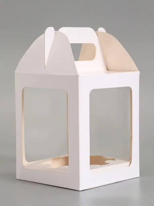 Кондитерская упаковка, коробка под кулич белая, с окном, 15&times;15&times;18 см