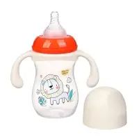 Бутылочка для кормления Крошка Я Baby time collection, широкое горло, от 6 мес., 240 мл, бежевый