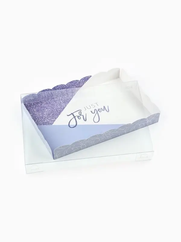 Коробка для печенья, кондитерская упаковка с пластиковой крышкой, Just for you, 22&times;15&times;3 см