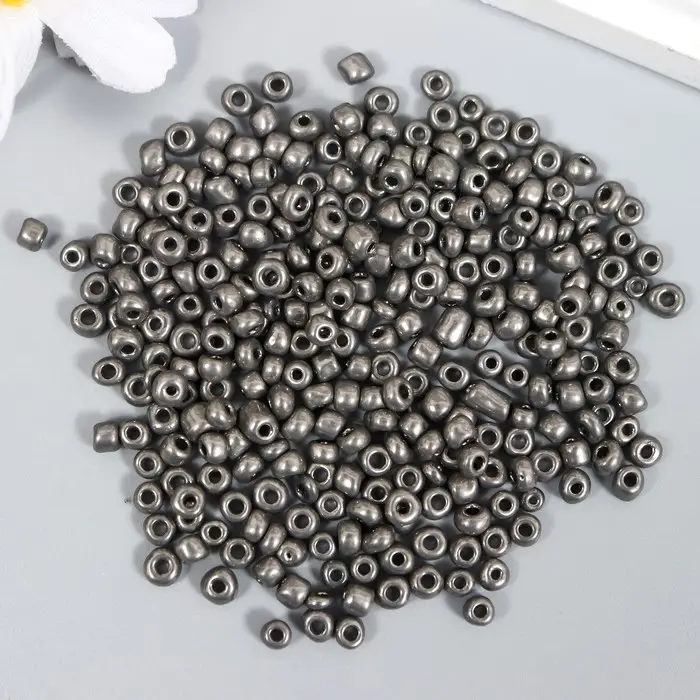 Бисер круглый 6/0  Бисер круглый 6/0 "Тёмное серебро" 20 гр