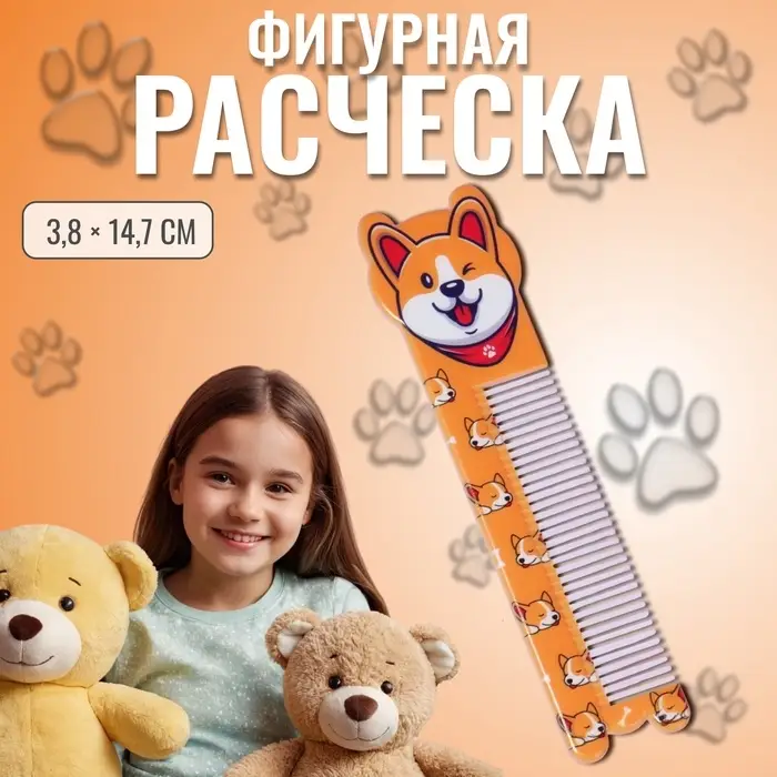 Расчёска фигурная «Корги», 14.7×3.8 (±1) см Расчёска фигурная «Корги», 14.7×3.8 (±1) см