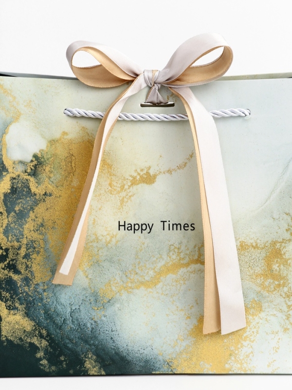 Пакет подарочный ламинированный Пакет подарочный ламинированный "Мрамор",синий с бантиком, 25 х 20 х 12 см