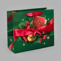 Пакет подарочный с лентой &laquo;Счастья в Новом году&raquo;, ML 27&times;23&times;11.5 см