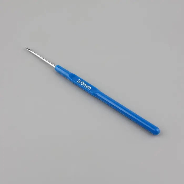 Крючок для вязания, с пластиковой ручкой, d=3 мм, 13.5 см, синий