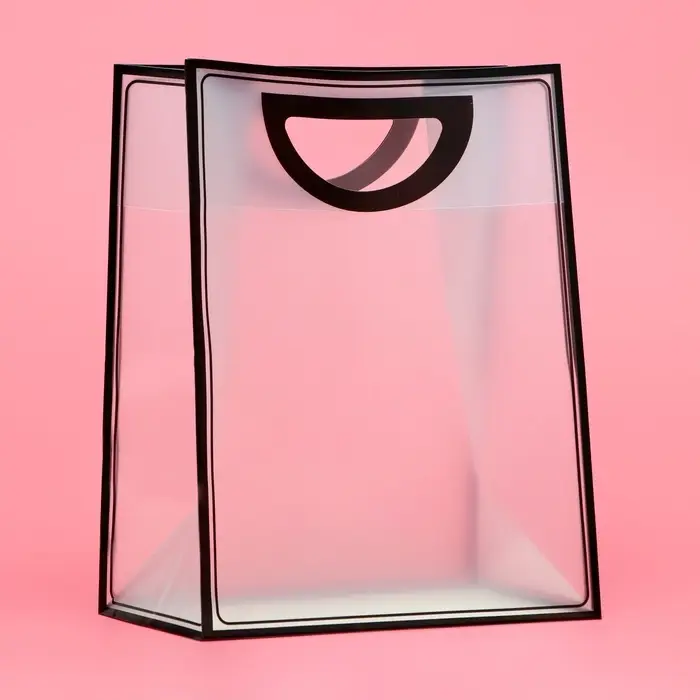 Пакет ПП с вырубной ручкой, прозрачный, 30&times;23&times;15 см, чёрный