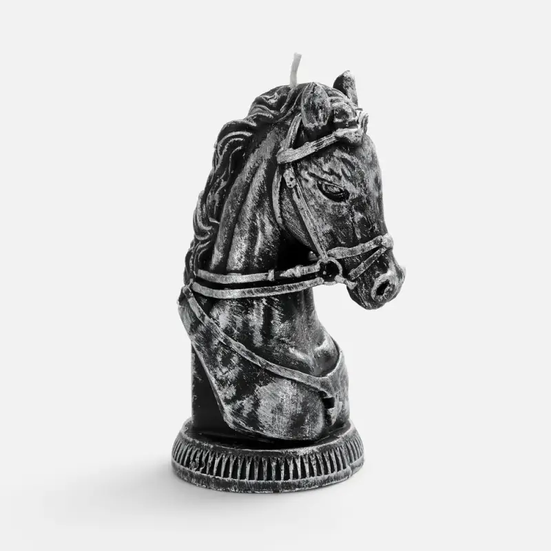 Свеча фигурная «Бюст лошади», серебристая Свеча фигурная «Бюст лошади», серебристая