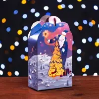 Подарочная новогодняя коробка «Фантазия» в фиолетовом, упаковка, 11.1×5.8×20.5 см