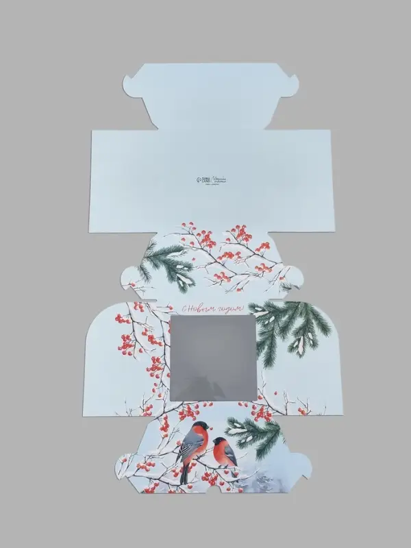 Коробка для 4 капкейков &laquo;Снегири&raquo;, 16 х 16 х 10 см