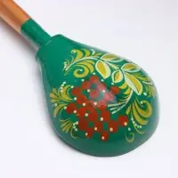 Ложка деревянная &laquo;Зеленушка&raquo;, столовая, 20&times;6.3 см, хохлома, ручная роспись, МИКС