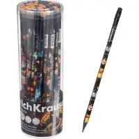 Карандаш чернографитный ErichKrause Mine Block трехгранный, с ластиком HB, в тубусе, МИКС