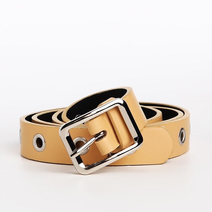 Ремень женский, ширина 2.5 см, люверсы, пряжка металл, цвет бежевый Ремень женский, ширина 2.5 см, люверсы, пряжка металл, цвет бежевый