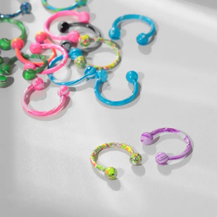 Пирсинг в бровь «Шарики» дуо круг, d=0.8 см, МИКС (фасовка 20 шт.) Пирсинг в бровь «Шарики» дуо круг, d=0.8 см, МИКС (фасовка 20 шт.)