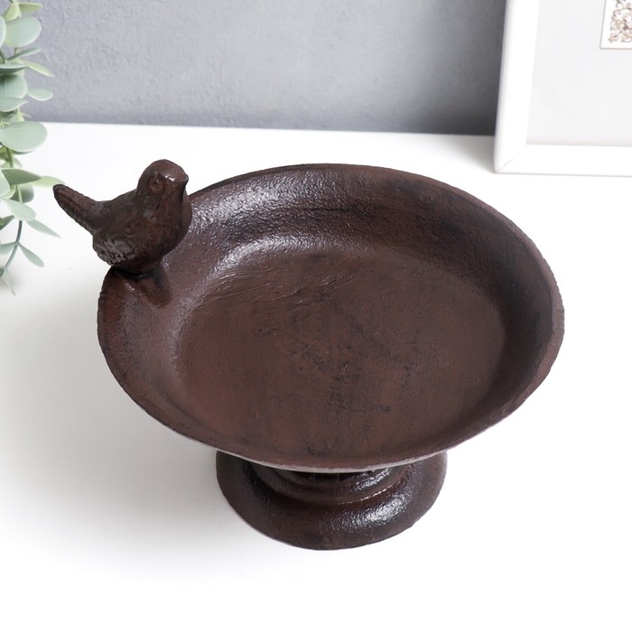 Сувенир чугун подставка Сувенир чугун подставка "Птица сидит на тарелке" 13х17х20 см