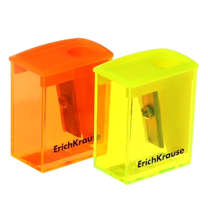 Точилка 1 отверстие ErichKrause  Точилка 1 отверстие ErichKrause "City Mini" Neon, с контейнером, пластиковая, МИКС