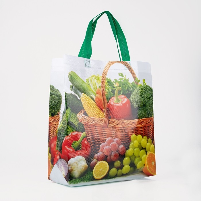 Сумка хозяйственная без застёжки, цвет зелёный/разноцветный Сумка хозяйственная без застёжки, цвет зелёный/разноцветный