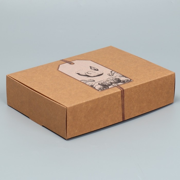 Коробка подарочная складная крафтовая, упаковка, «Сделано с любовью», 21 х 15 х 5 см Коробка подарочная складная крафтовая, упаковка, «Сделано с любовью», 21 х 15 х 5 см