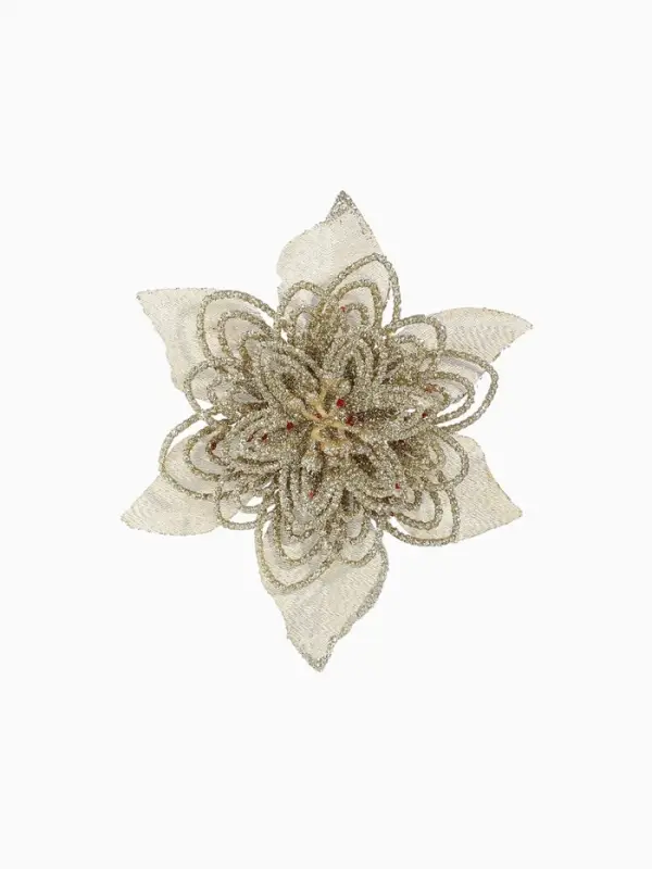 Ёлочные игрушки 2 шт. &laquo;Зимнее волшебство. Драгоценный цветок&raquo; пластик, ажурный, 12 см, золото