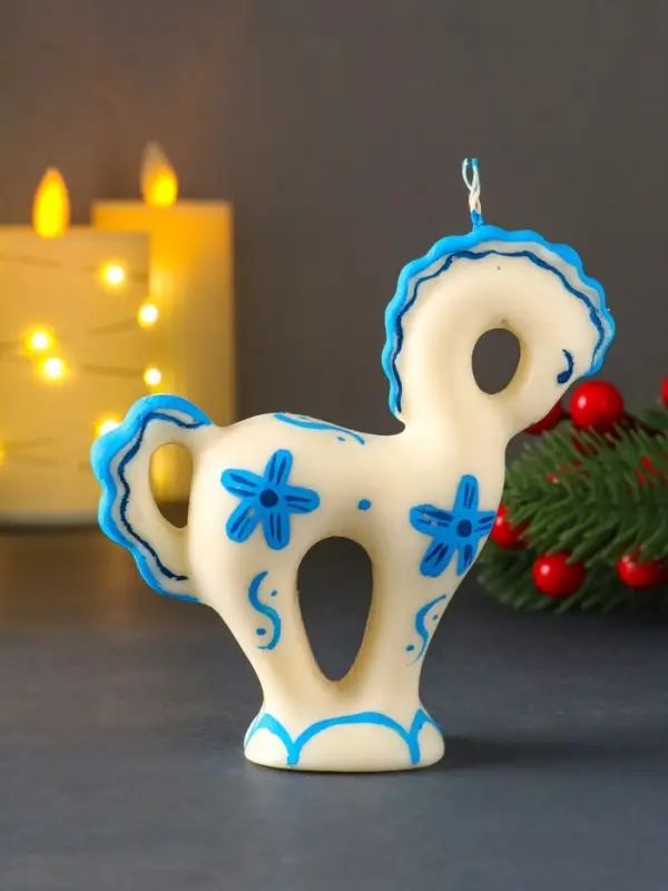 Свеча Символ Года   Свеча Символ Года  " Лошадка большая, Гжель", 12*3,5*12