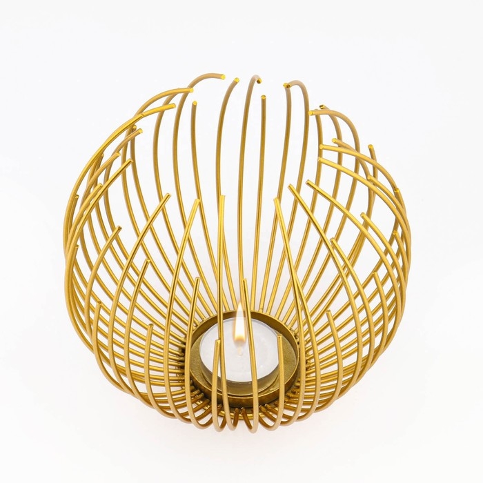 Подсвечник металлический настольный Подсвечник металлический настольный "Шар", 15.5 х 15 см, золото