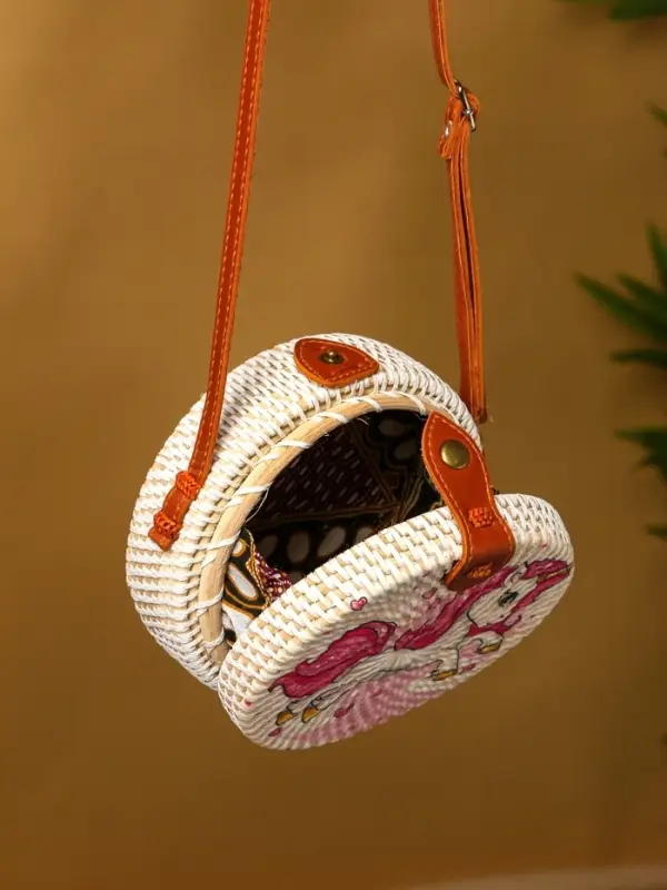 Сумка плетеная ротанг "Единорог", 15х6х60 см