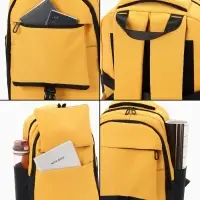 Рюкзак школьный, 2 отделения, 4 кармана, водонепроницаемое дно, 27&times;13&times;38.5 см, жёлтый