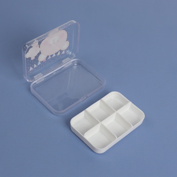 Таблетница «Милашки», 6 секций, 9,2 см х 6,2 см х 2 см, цвет МИКС Таблетница «Милашки», 6 секций, 9,2 см х 6,2 см х 2 см, цвет МИКС