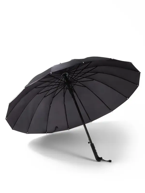 Зонт - трость полуавтоматический &laquo;Однотонный&raquo;, 16 спиц, R=48/55 см, d=96 см, чёрный