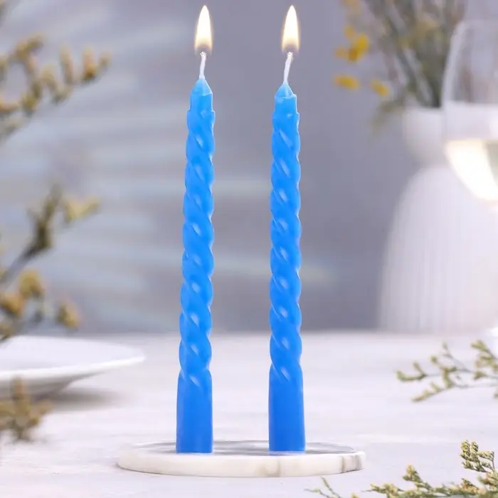 Набор свечей витых, 1,5х 15 см, 2 штуки, аромат черника Набор свечей витых, 1,5х 15 см, 2 штуки, аромат черника