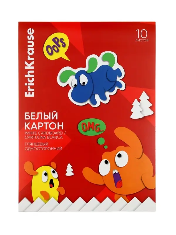Картон белый А4 ErichKrause Jolly Friends, 10 листов, на клею