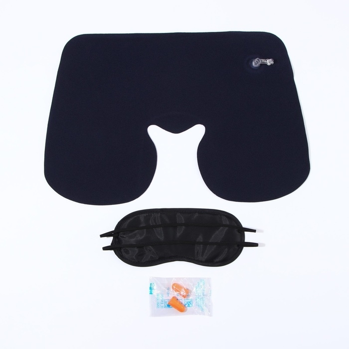 Набор туристический: подушка для шеи, маска для сна, беруши Набор туристический: подушка для шеи, маска для сна, беруши