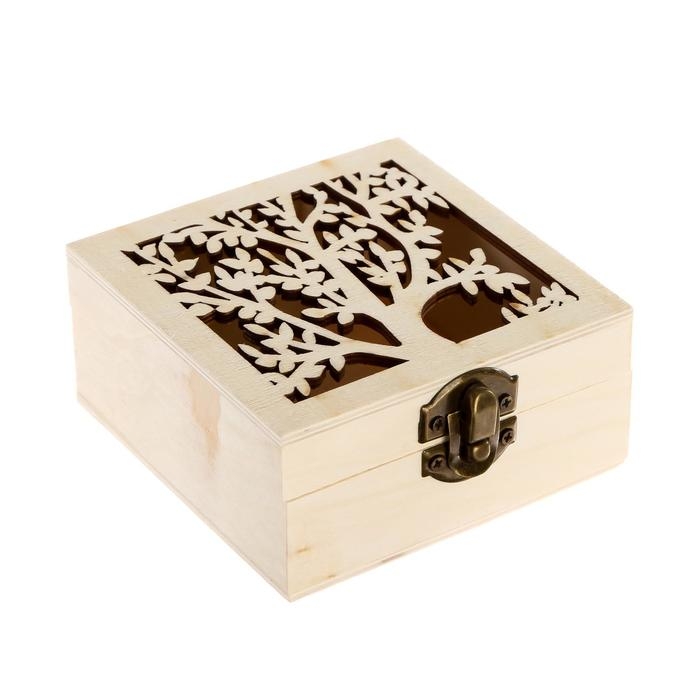 Шкатулка дерево под роспись "Дерево" 4,7х9,8х9,8 см