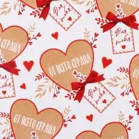Бумага упаковочная глянцевая двухсторонняя &laquo;Влюблённость&raquo;, 70&times;100 см