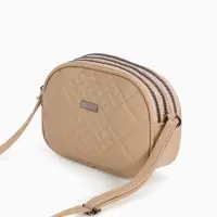 Сумка женская кросс-боди на молнии, 19&times;7&times;15 см, в клетку, бежевая