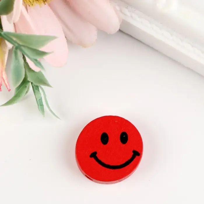 Набор бусин для творчества дерево  Набор бусин для творчества дерево "Смайлики цветные" набор 15 гр 0,6х1,7х1,7 см