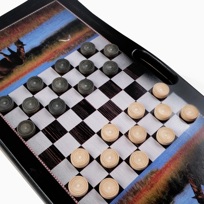 Нарды деревянные большие, настольная игра Нарды деревянные большие, настольная игра "Конь", 60 х 60 см, с шашками