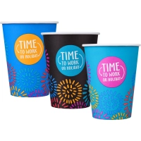 Стакан одноразовый бум односл. 350 мл d-90мм Time to work МИКС  50шт/уп