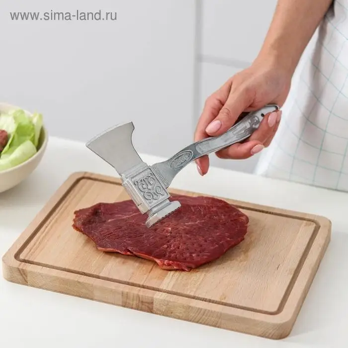 Молоток для мяса с топориком Доляна, 22 см, серый
