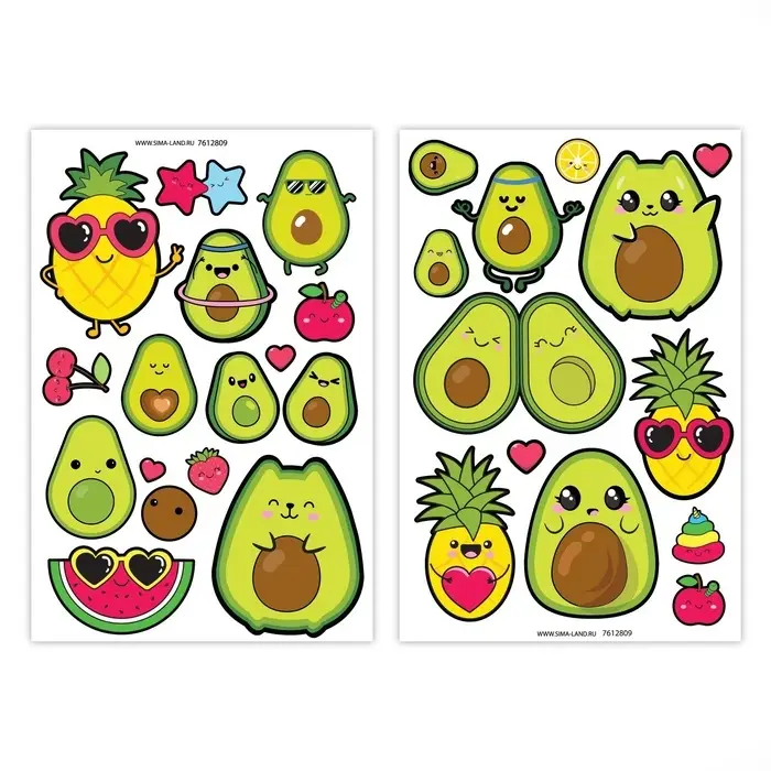 Переводные татуировки детские «Авокадо», 2 листа тату Переводные татуировки детские «Авокадо», 2 листа тату