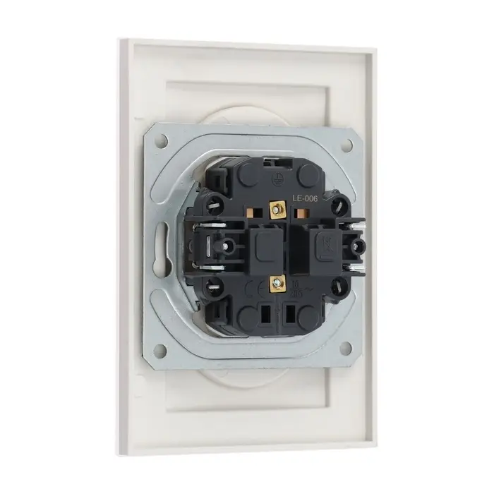 Розетка TOT Matte Glass, 10 А, стекло, скрытая, двухместная, без заземления, белая