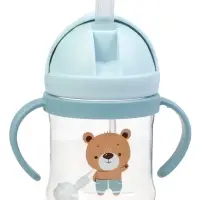 Поильник - непроливайка детский с силиконовой трубочкой и грузиком, от 9 мес., 250 мл., с ручками, голубой