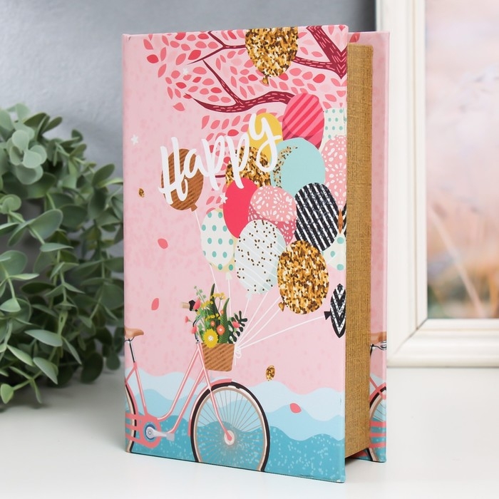 Сейф-книга дерево кожзам Сейф-книга дерево кожзам "Велосипед с воздушными шарами" 21х13х5 см